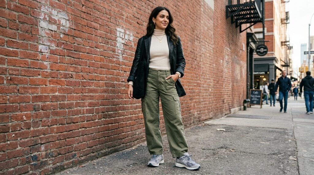 Street style fashion photography, woman wearing New Balance